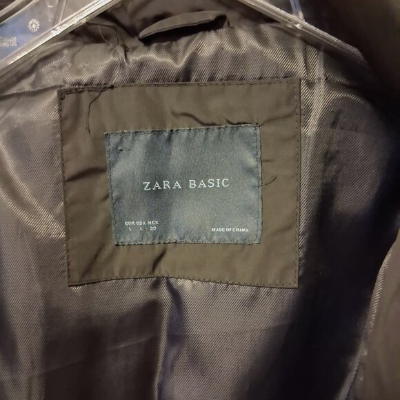 Preowned Zara Basic Black Warm Puffer Coat with Belt Windproof Outerwear - Picture 9 of 14